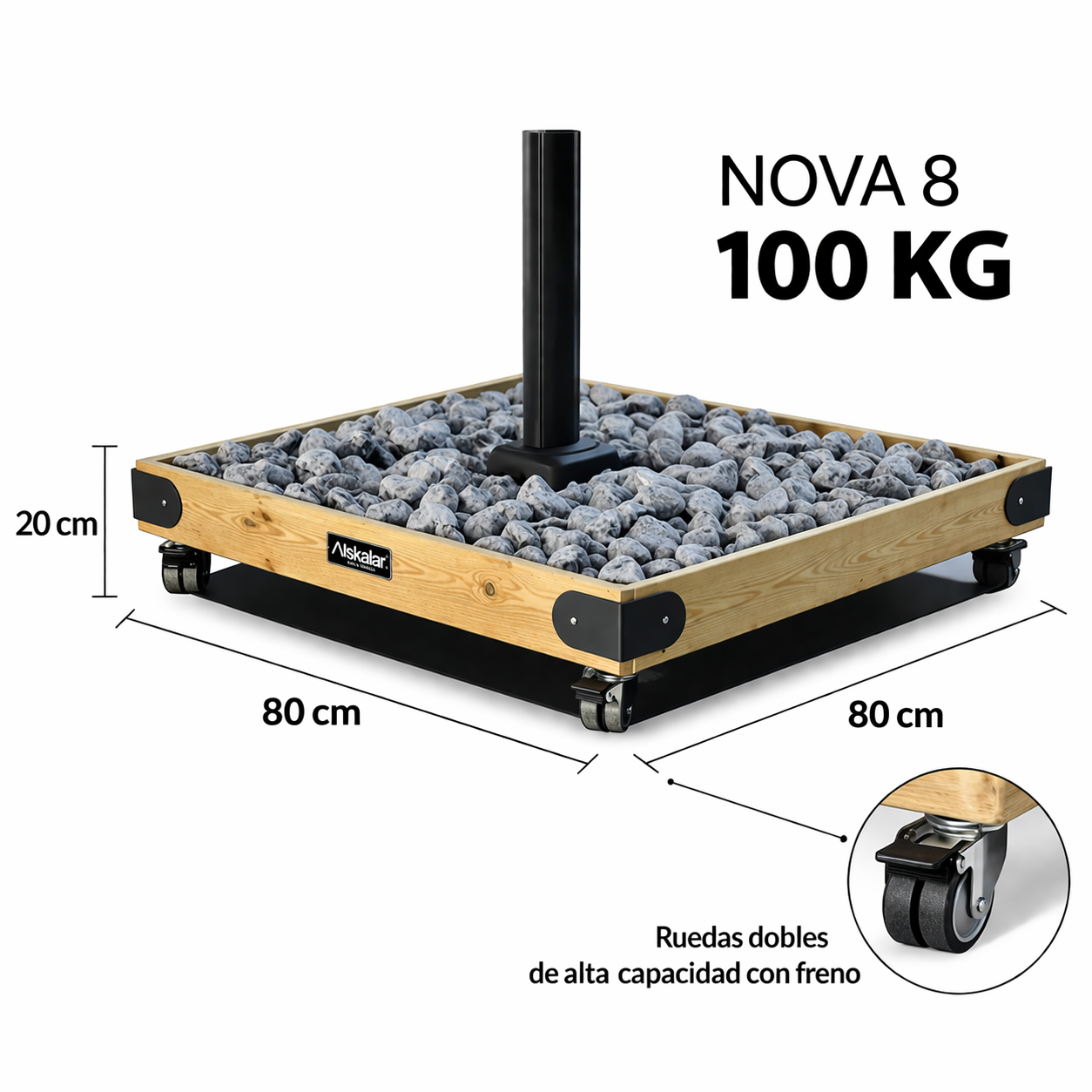 Base Parasol NOVA 8 con Ruedas 100 kg