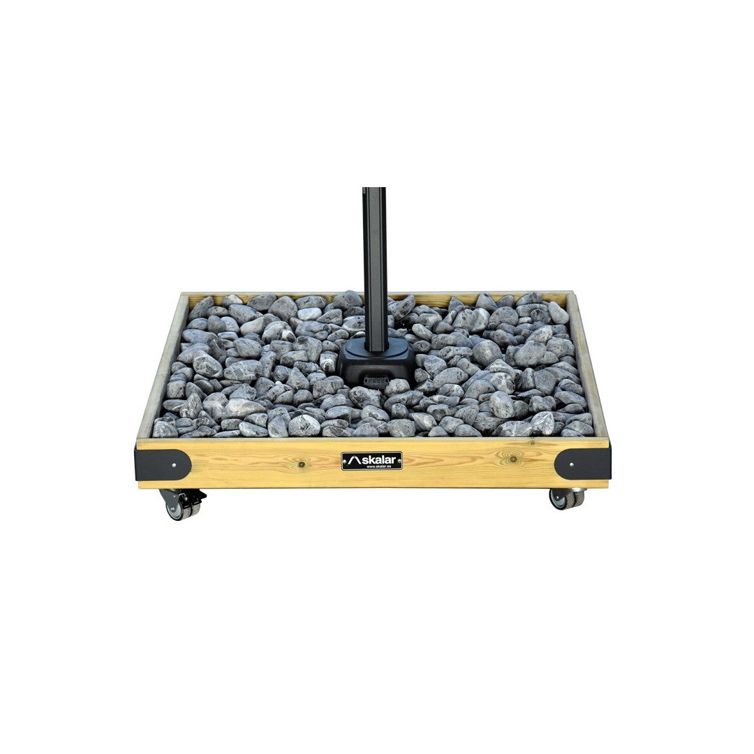 Base de madera para sombrilla NOVA 6 de 50 kg con refuerzos de aluminio.