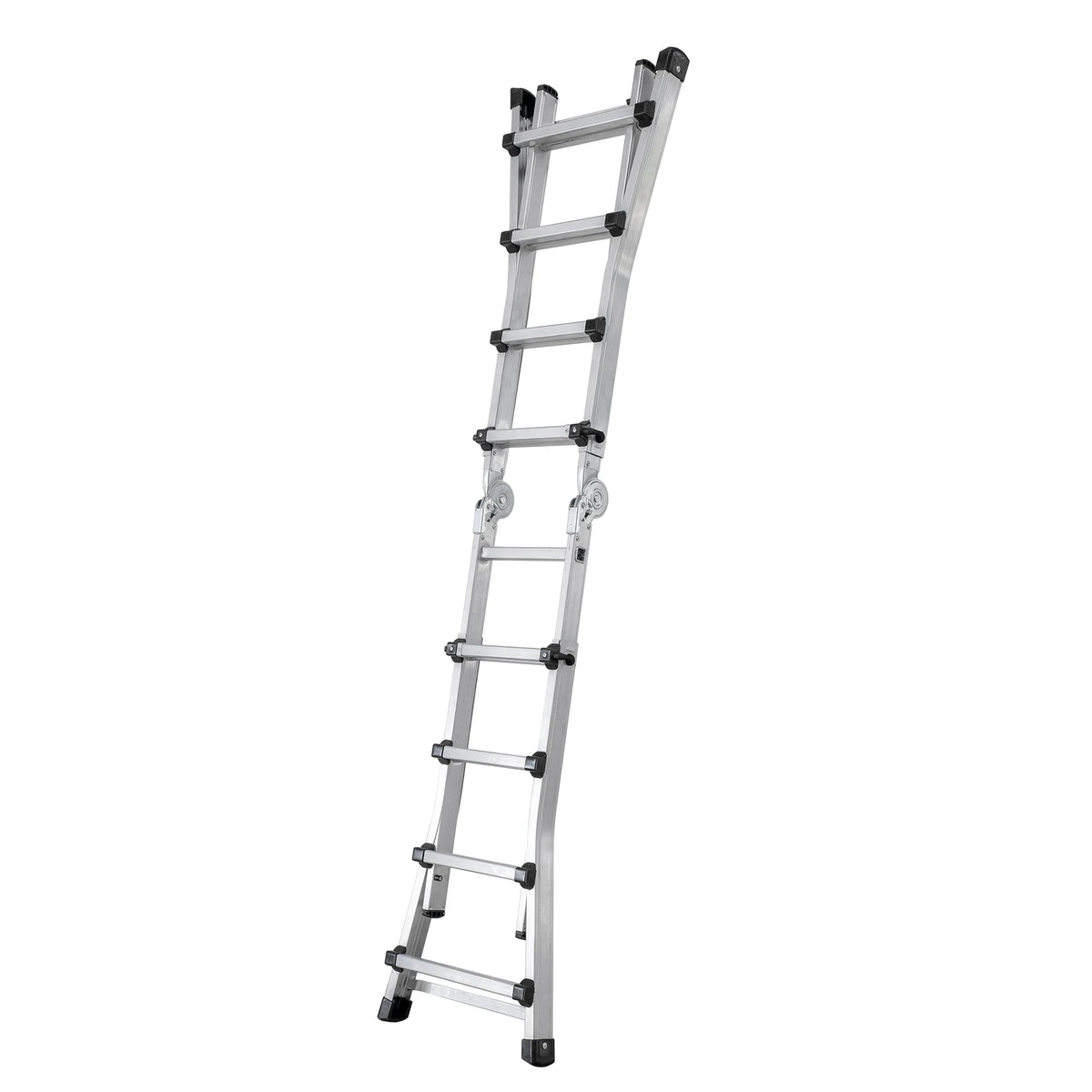Escalera telescópica ECO desplegada en un solo tramo apoyada en pared.