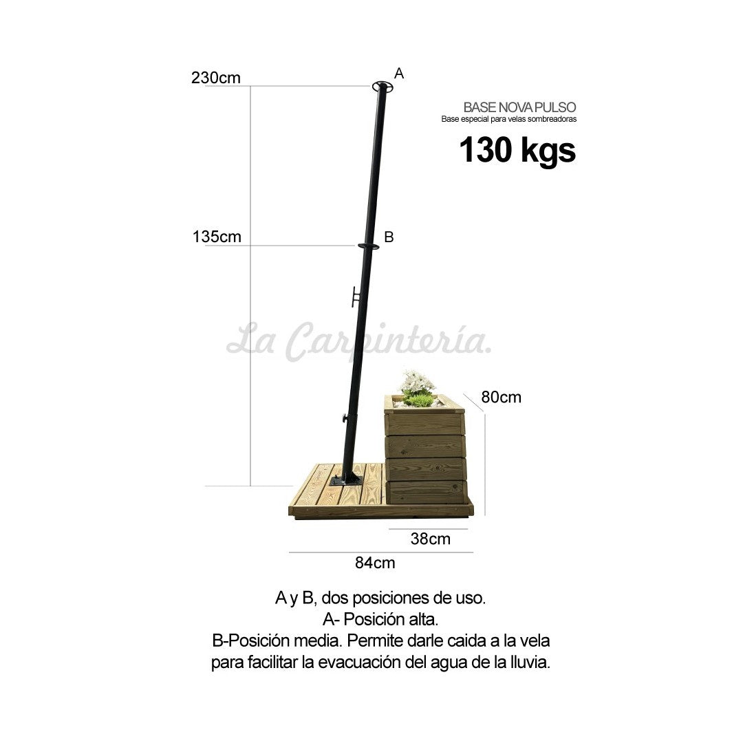 Base Velas Sombreadoras NOVA PULSO 130 kg