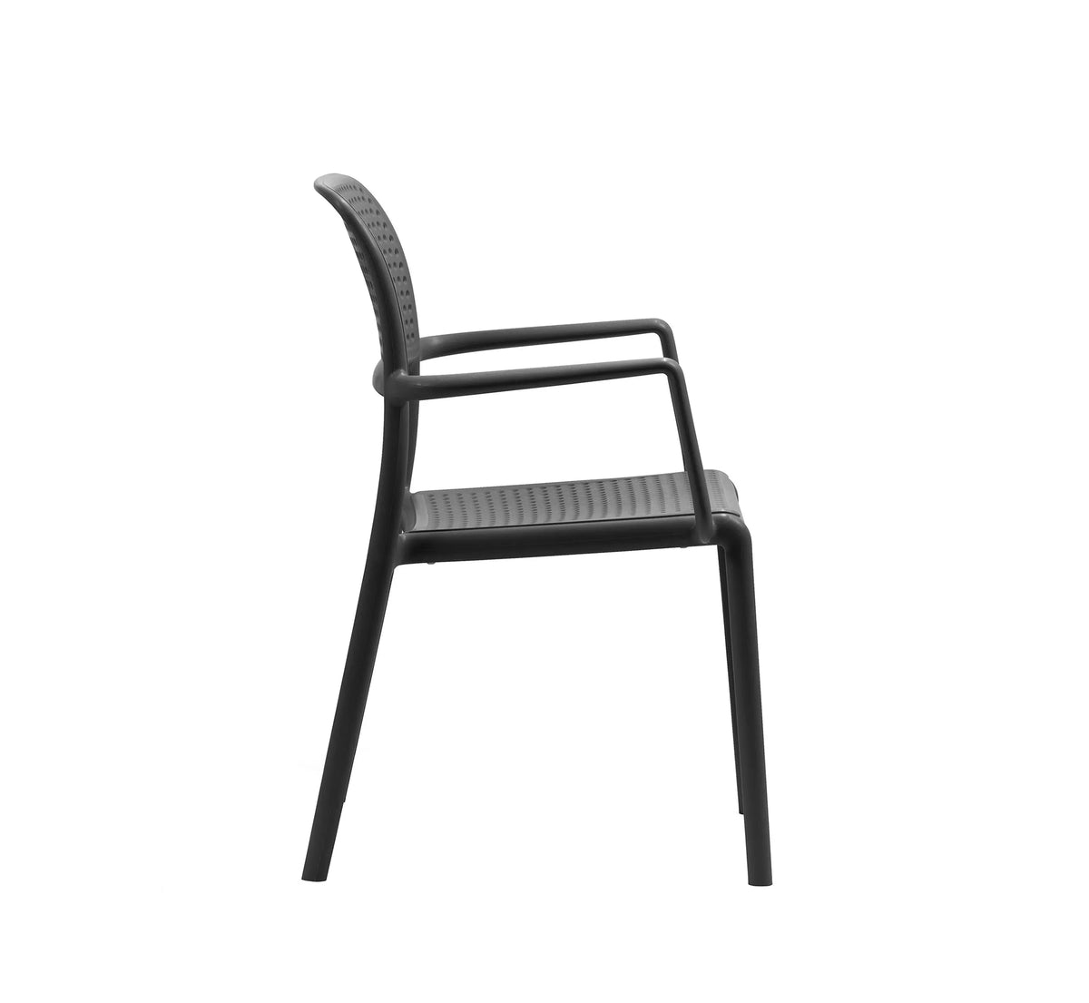 Silla de exterior BORA de NARDI con brazos en color antracita mate.