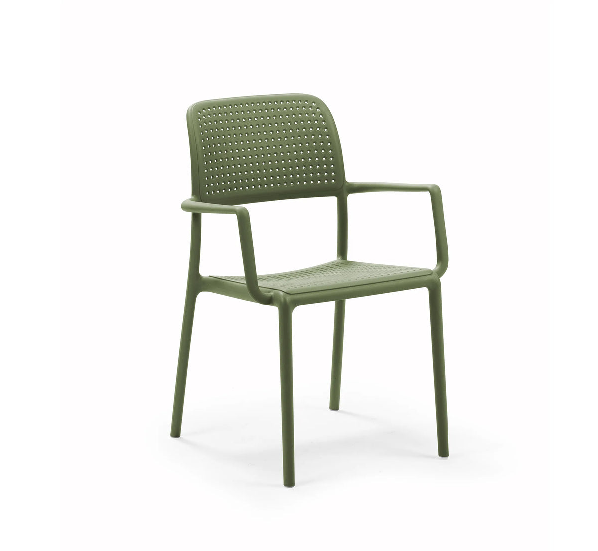 Silla de exterior BORA de NARDI con brazos en color agave mate.