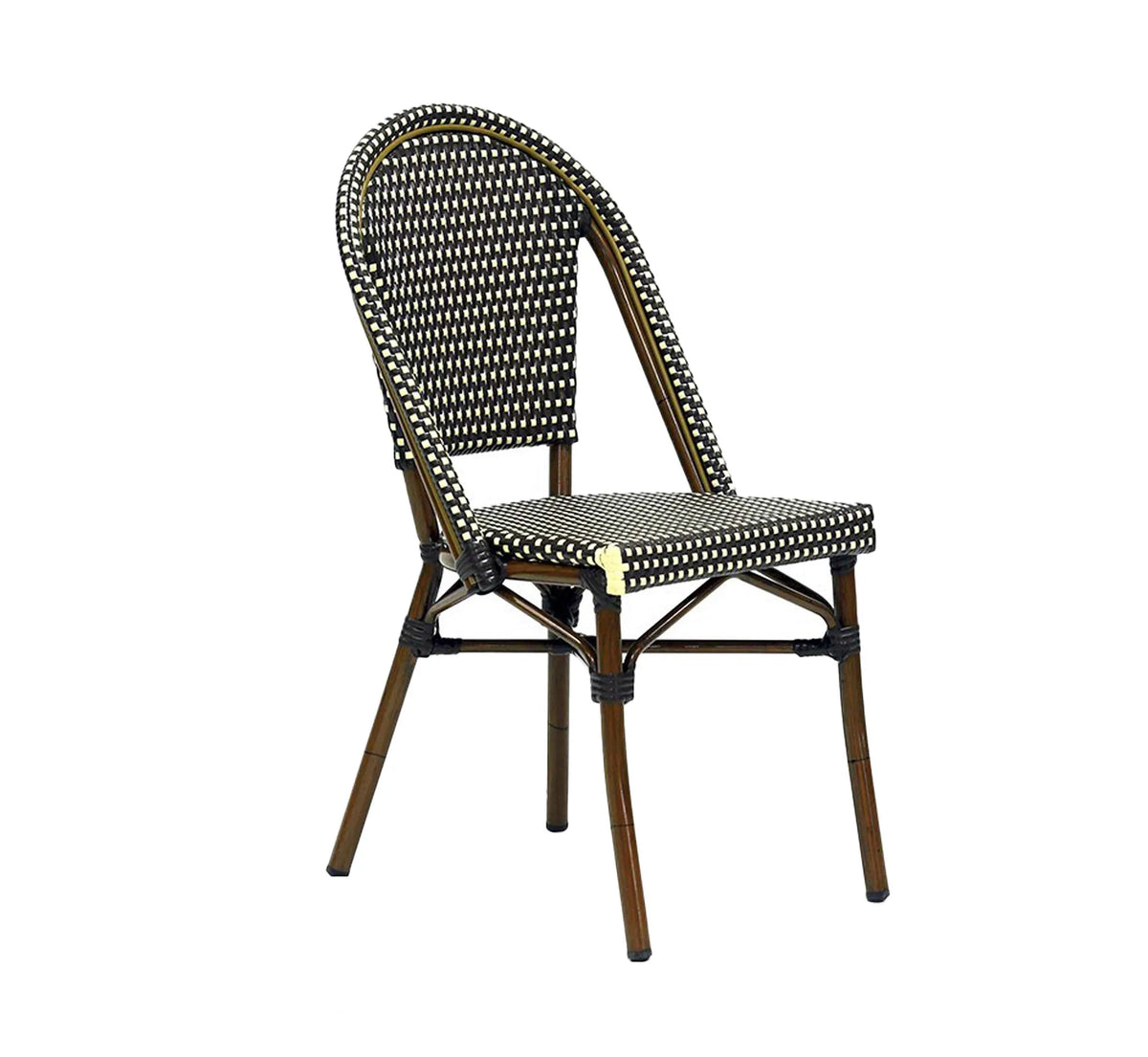 Silla ARLÉS de estilo parisino con estructura color bambú y trenzado marrón.