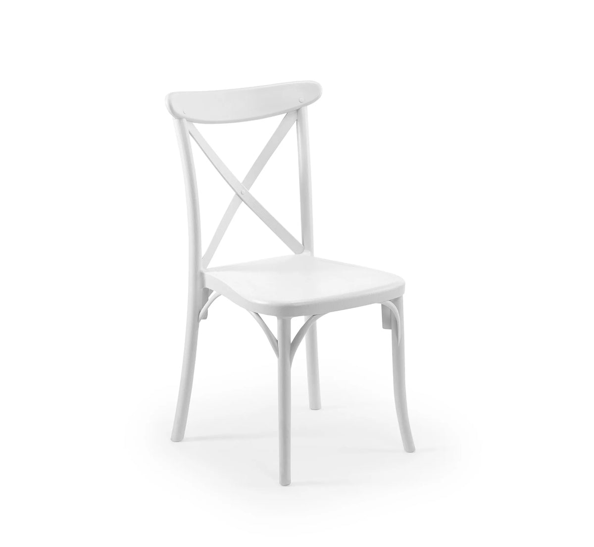 Silla de exterior CAPRI en polipropileno blanco con fibra de vidrio, vista frontal.