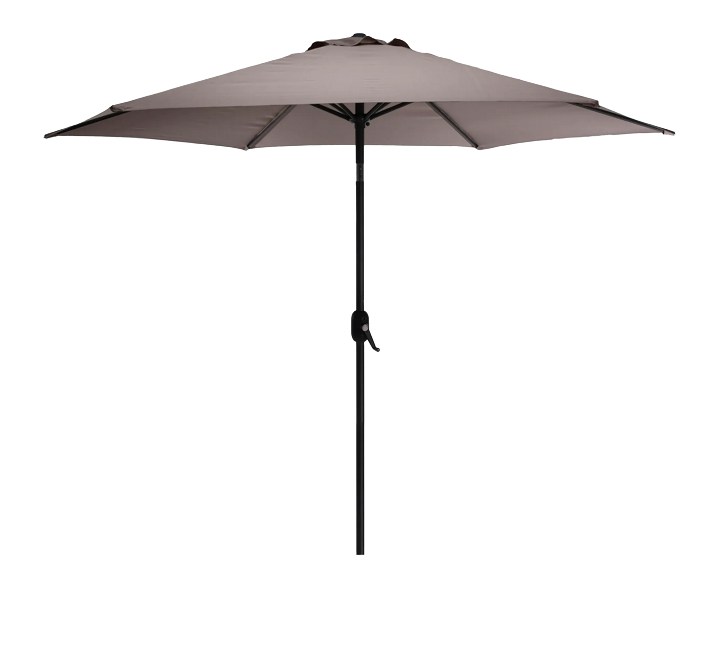 Parasol basculante STELA de 260 cm en color taupe con mástil gris antracita.