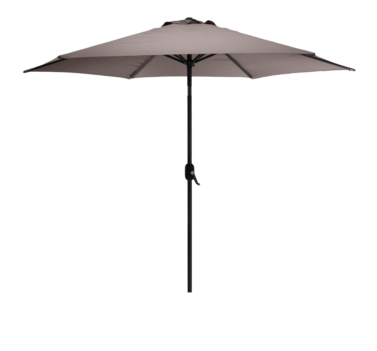 Parasol basculante STELA de 260 cm en color taupe con mástil gris antracita.