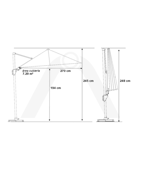 Parasol de Pie Lateral VOYAGER 2,7 x 2,7 m