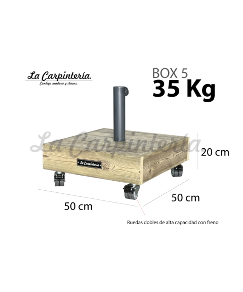 Base Parasol Pie Central BOX 5 con Ruedas 35 kg