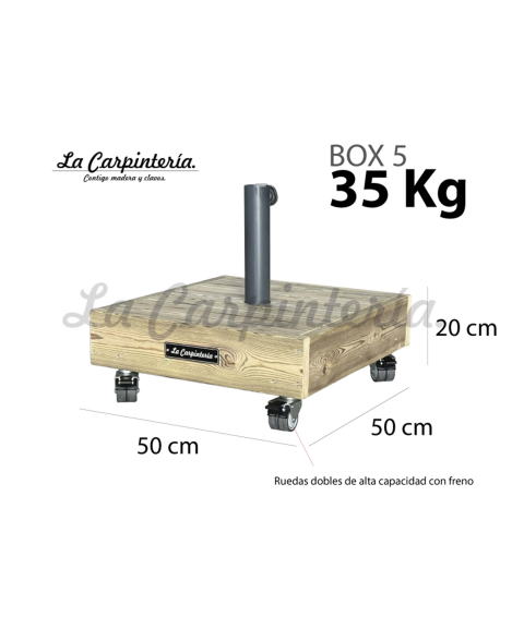 Base Parasol Pie Central BOX 5 con Ruedas 35 kg