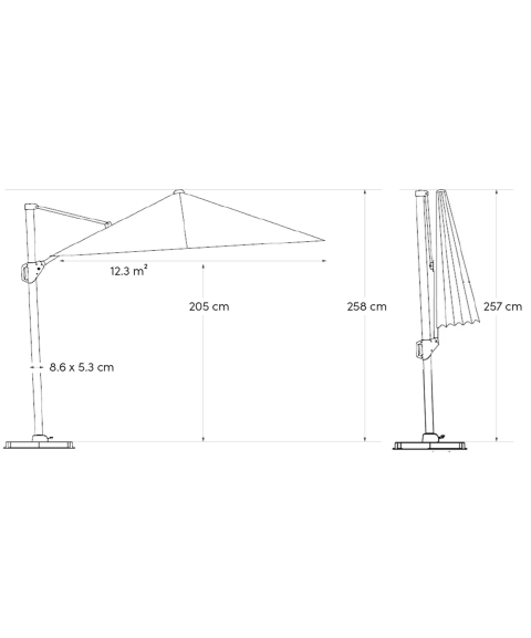 Parasol de Pie Lateral TELESCÓPICO 3,5 m x 3,5 m