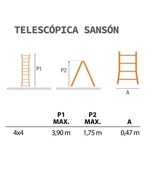 Escalera Telescópica de Hierro SANSÓN 4X4 Escalera Telescópica de Hierro SANSÓN 4X4