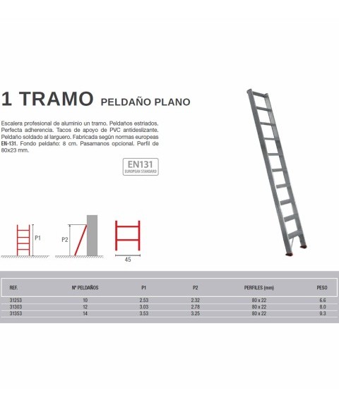 Escalera de Aluminio Peldaño Plano Escalera de Aluminio Peldaño Plano