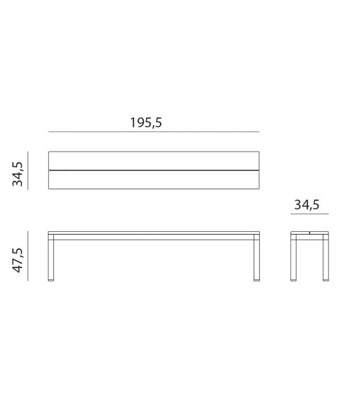 Banco de Aluminio para Mesa RIO de NARDI 3 Plazas Banco de Aluminio para Mesa RIO de NARDI 3 Plazas