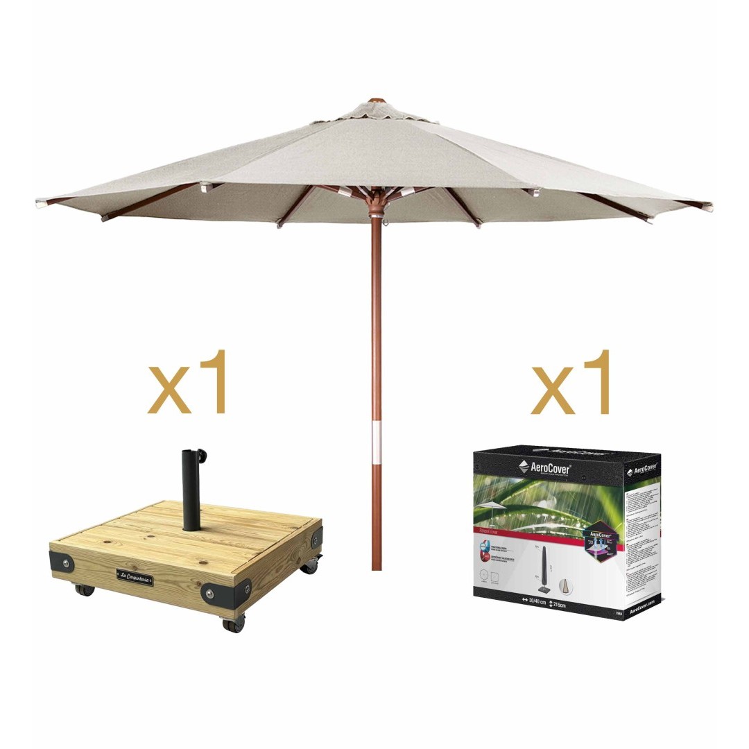 Pack Parasol JAVA de EZPELETA + Base BOX 6 + Funda Pack Parasol JAVA de EZPELETA + Base BOX 6 + Funda