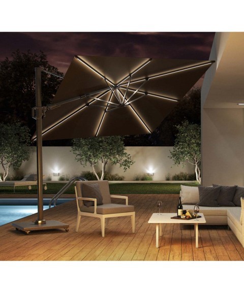 Parasol de Pie Lateral CHALLENGER GLOW LEDS 3x3 m