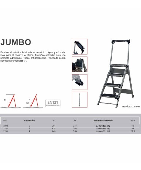Escalera Taburete Peldaño Ancho JUMBO