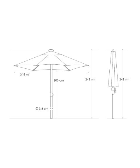 Parasol de Pie Central LISBOA 210 x 150 cm