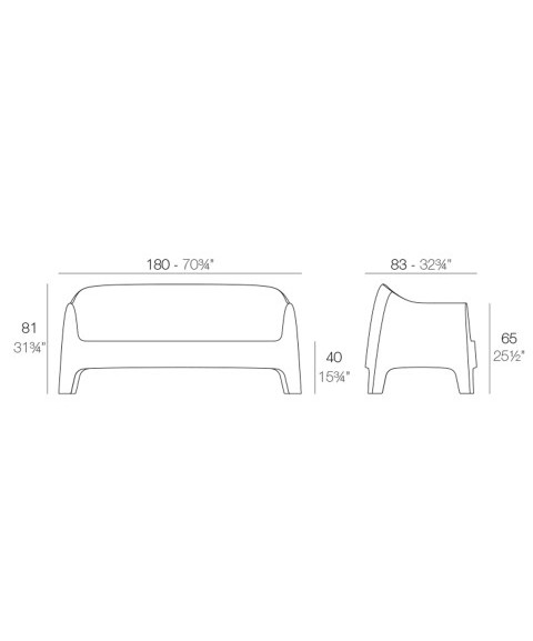 Set SOLID de VONDOM Sofá 3 Plazas