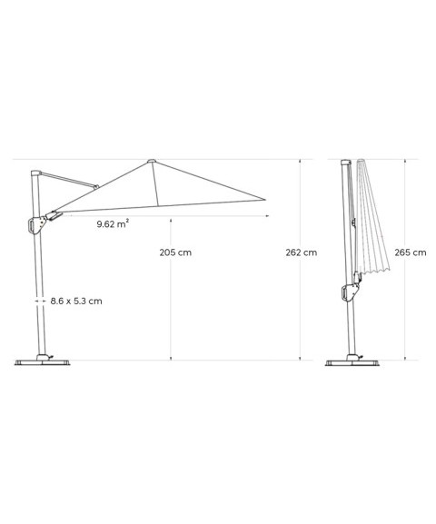 Parasol de Pie Lateral CHALLENGER GLOW LEDS 3x3 m