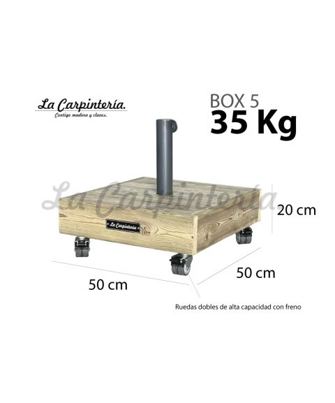 Base Parasol BOX 5 con Ruedas 35 kg - Pie Central
