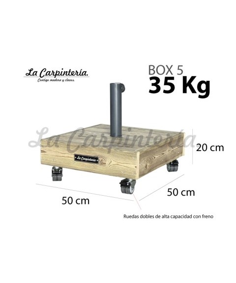 Base Parasol BOX 5 con Ruedas 35 kg - Pie Central