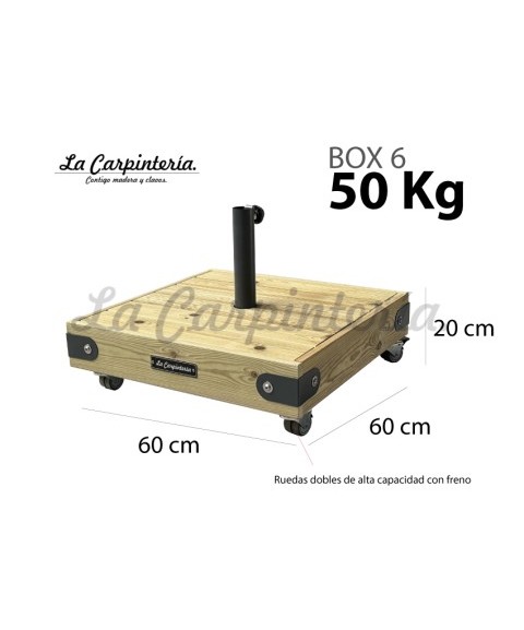Base Parasol BOX 6 con Ruedas 50 kg - Pie Central