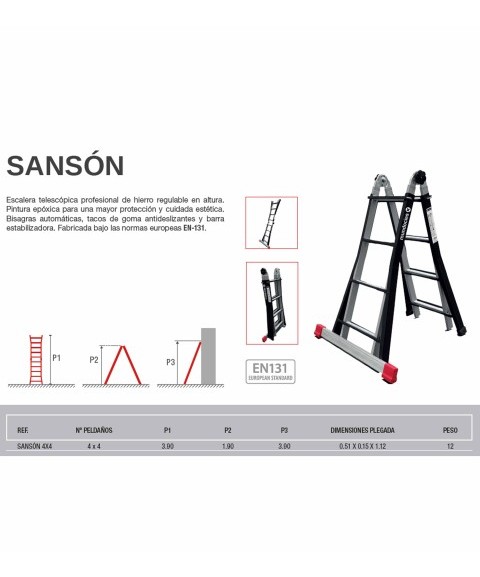 Escalera Telescópica de Hierro SANSÓN 4X4