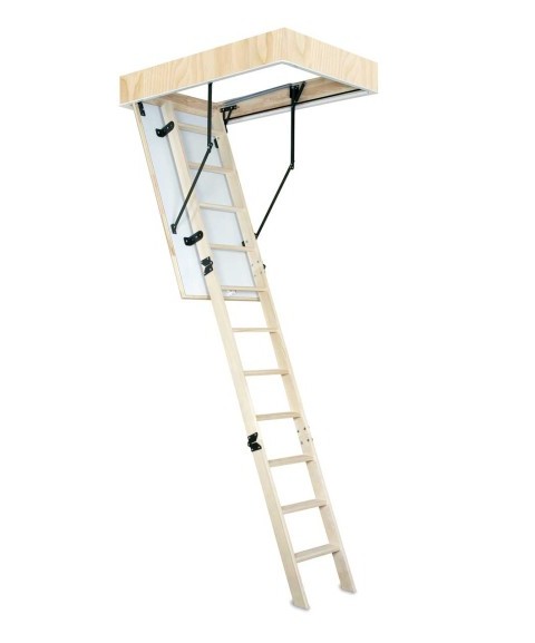 ESCALERA DE TECHO DE MADERA