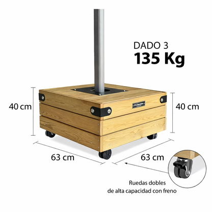 Base Parasol DADO 3 con Ruedas 135 kg