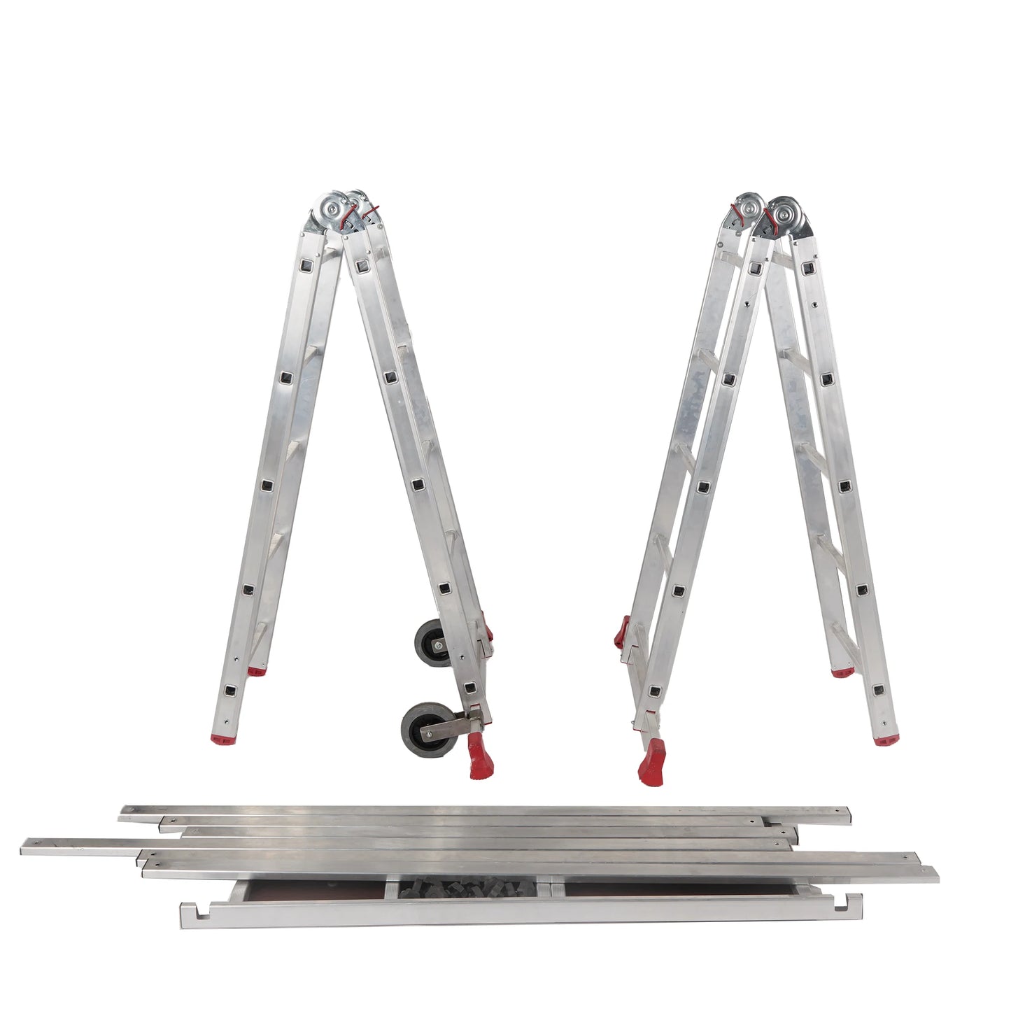 Andamio multiusos CONVERSE con certificación de seguridad NF E 85-200 en posición de tijera.