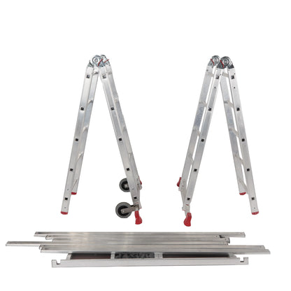 Andamio multiusos CONVERSE con certificación de seguridad NF E 85-200 en posición de tijera.