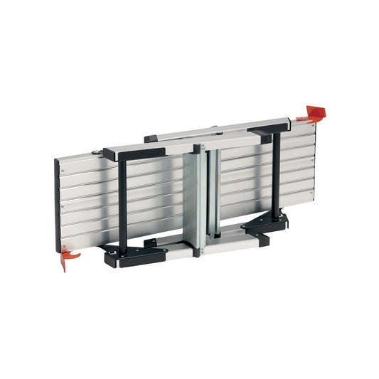 Detalle del sistema de plegado compacto del banco COBRA para transporte a la obra.