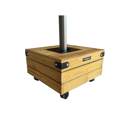 Base de madera artesanal DADO 3 de 140 kg para sombrillas de gran formato.