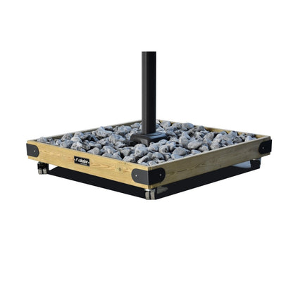 Base de madera para sombrilla NOVA 6 de 50 kg con refuerzos de aluminio.
