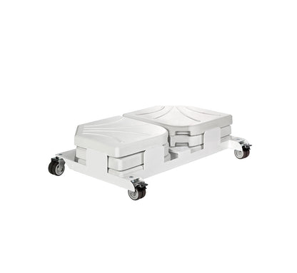 Base metálica para parasol lateral Ezpeleta de 165 kg con ruedas blanca.