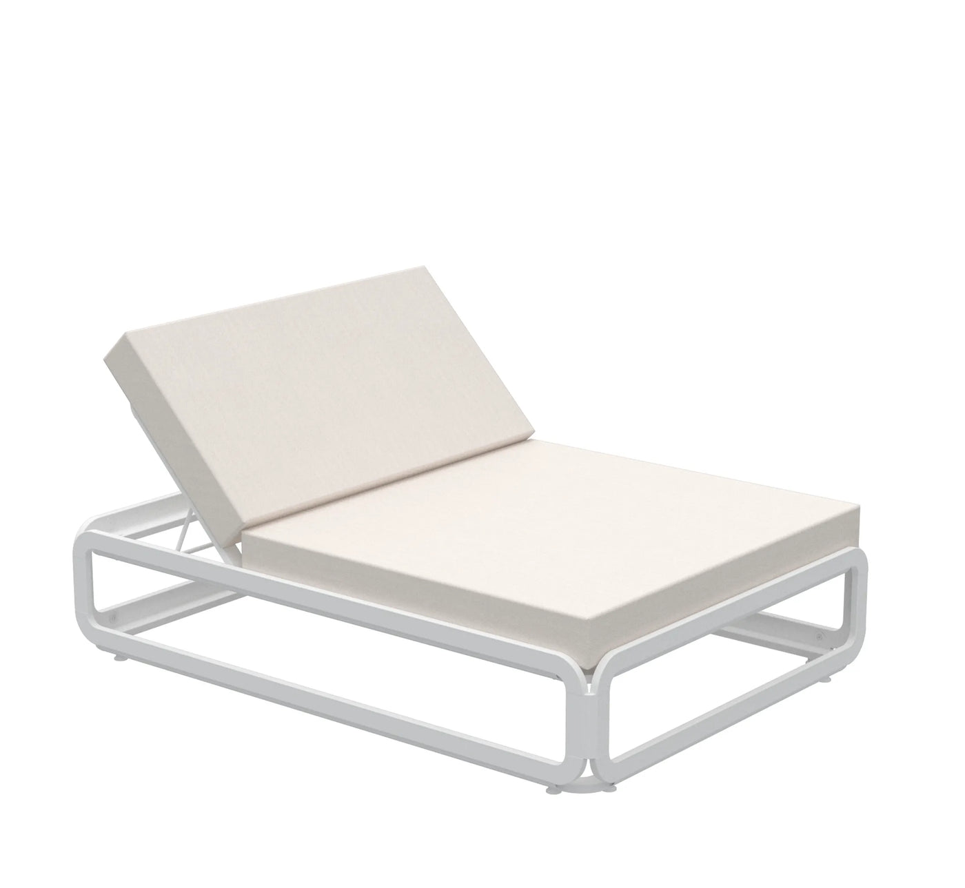 Cama Balinesa NANA de Ezpeleta en aluminio blanco, destacando su diseño abatible y colchón New Nautic.