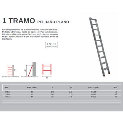Escalera Industrial de 1 Tramo con Peldaño Plano