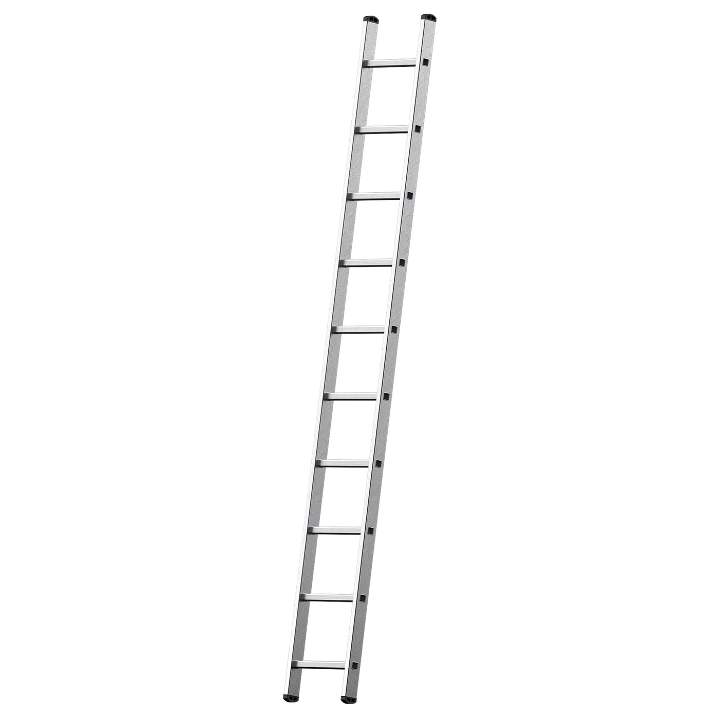 Escalera de aluminio de un tramo Premium con peldaños cuadrados estriados.