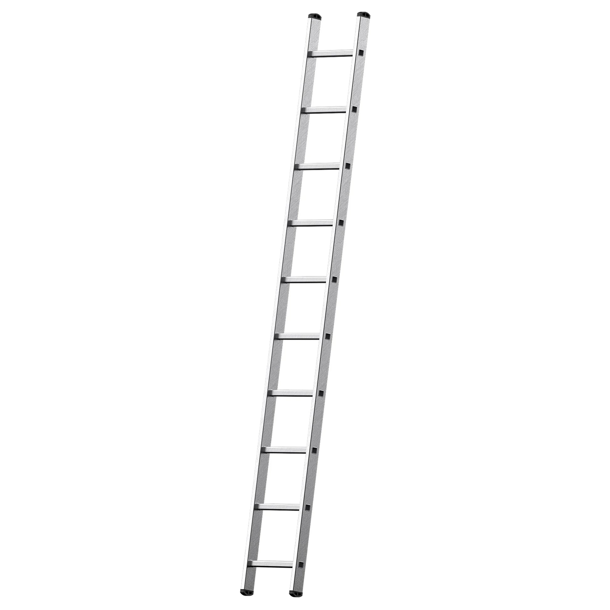 Escalera de aluminio de un tramo Premium con peldaños cuadrados estriados.