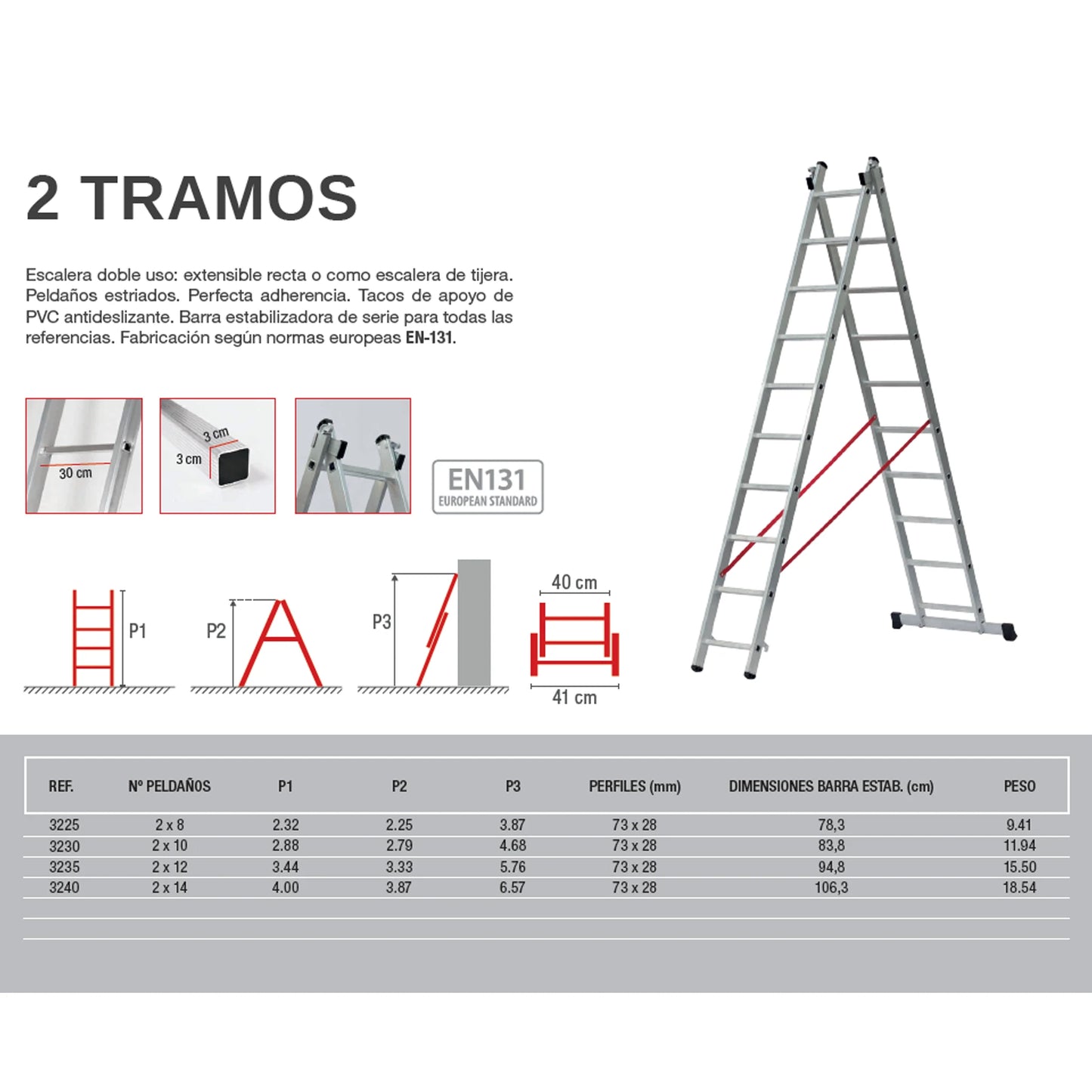 Escalera Industrial de 2 Tramos