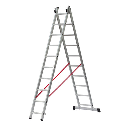 Escalera de 2 tramos Premium configurada para trabajos de construcción en modo tijera.
