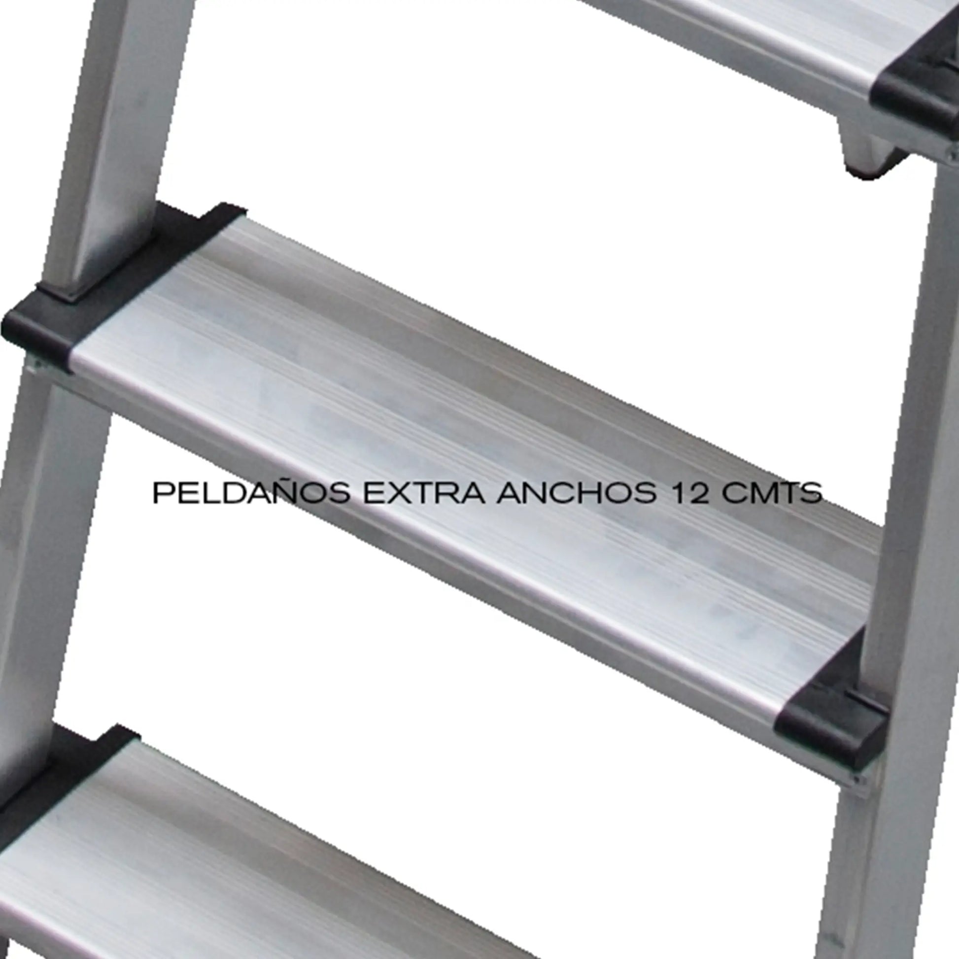 Detalle de el peldaño extra ancho de la escalera Camper para bricolaje.