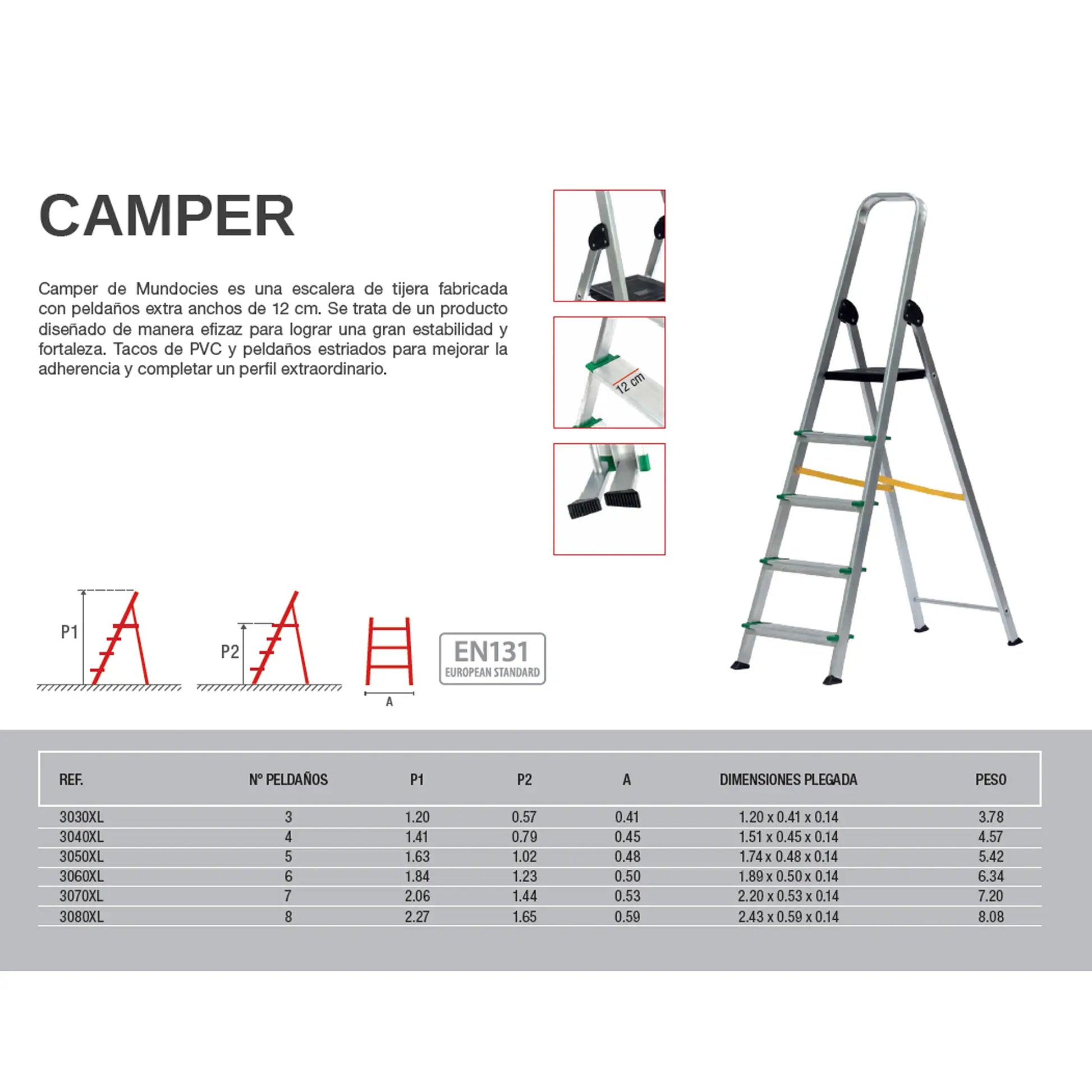 Ficha técnica de la escalera Camper para bricolaje.