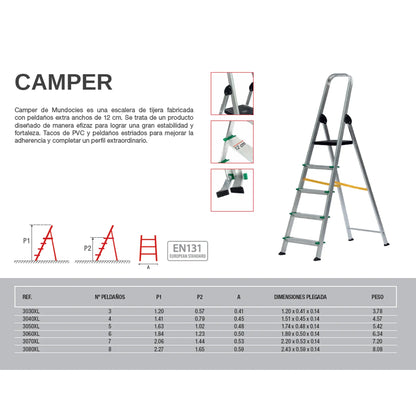 Ficha técnica de la escalera Camper para bricolaje.