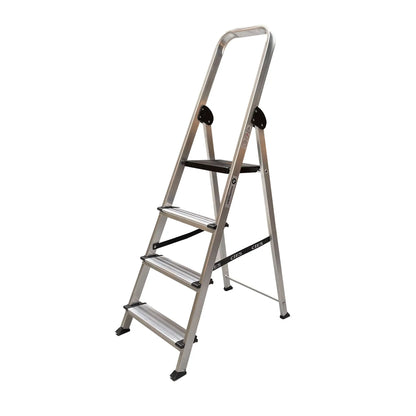 Escalera de tijera de aluminio Mundocies Camper con peldaño extra ancho.