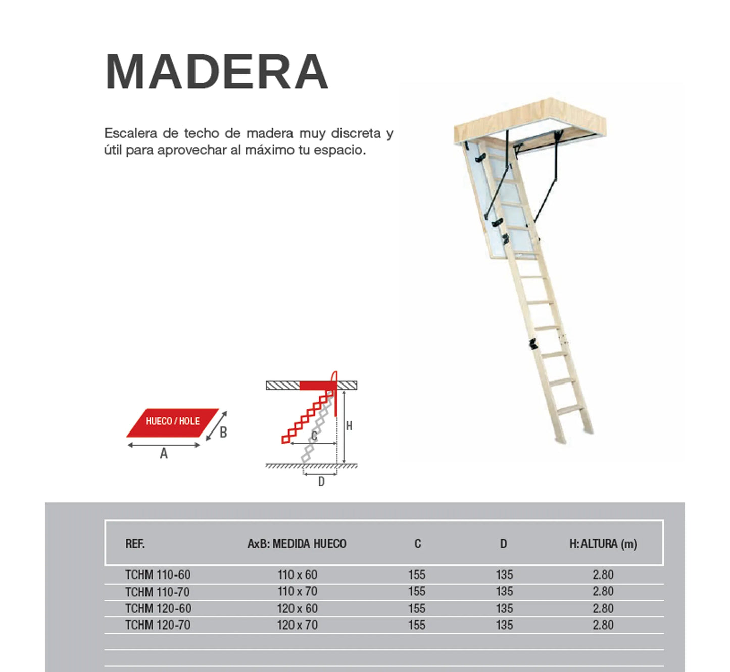 Escalera de Techo de Madera