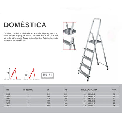 Ficha tecnica de la escalera de aluminio Mundocies.