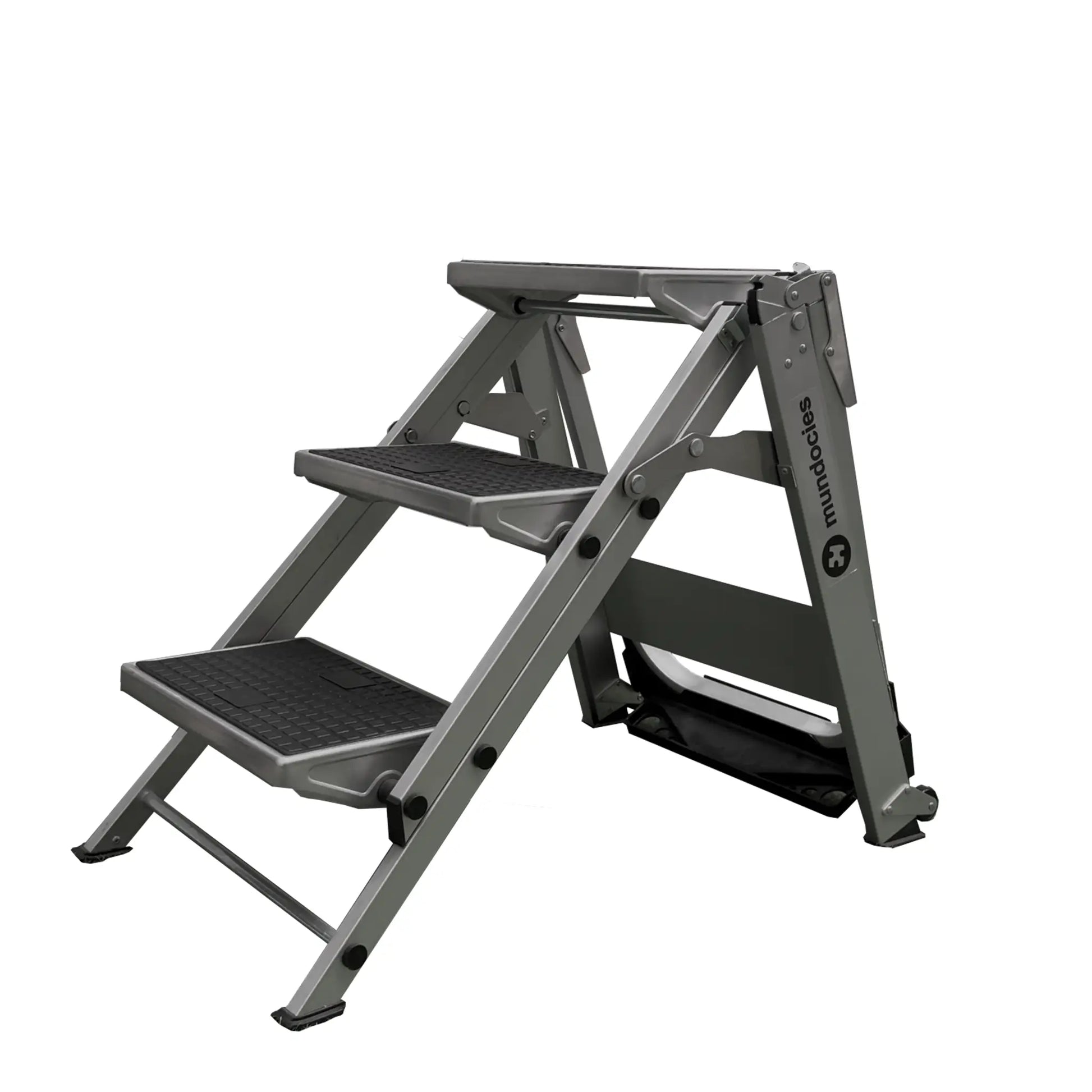 Ruedines de transporte integrados en la base de la escalera JUMBO para fácil desplazamiento.