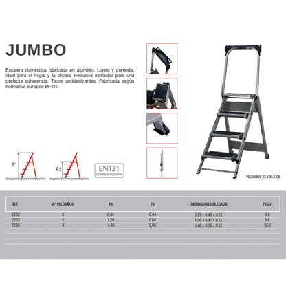 Escalera Taburete Peldaño Ancho JUMBO