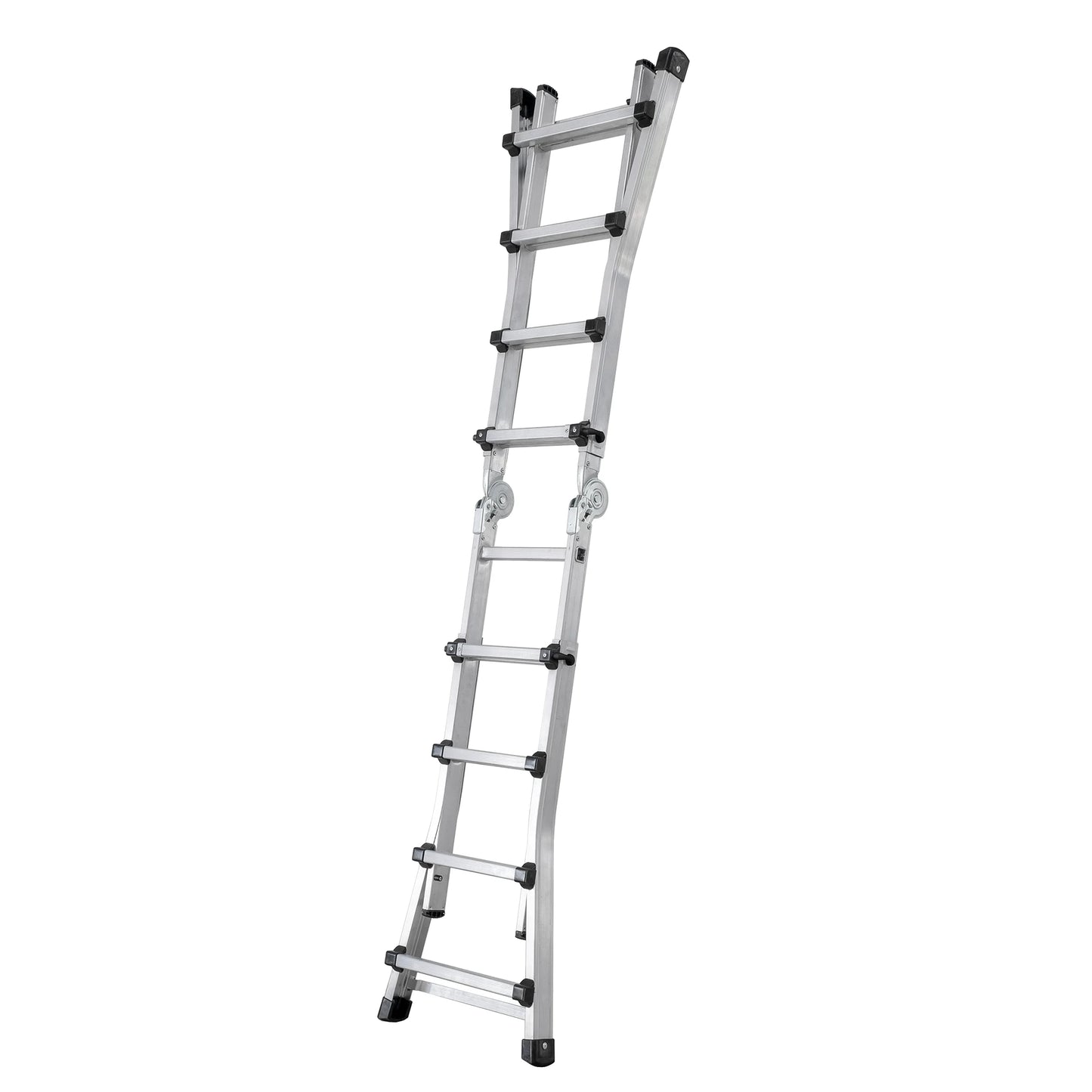 Escalera telescópica ECO desplegada en un solo tramo apoyada en pared.